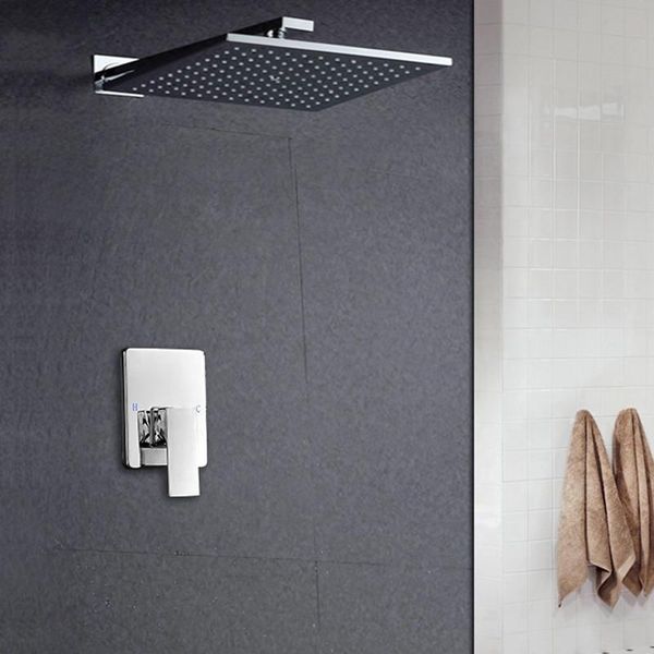 

" brass rainfall head shower system set bathroom douche faucet sets