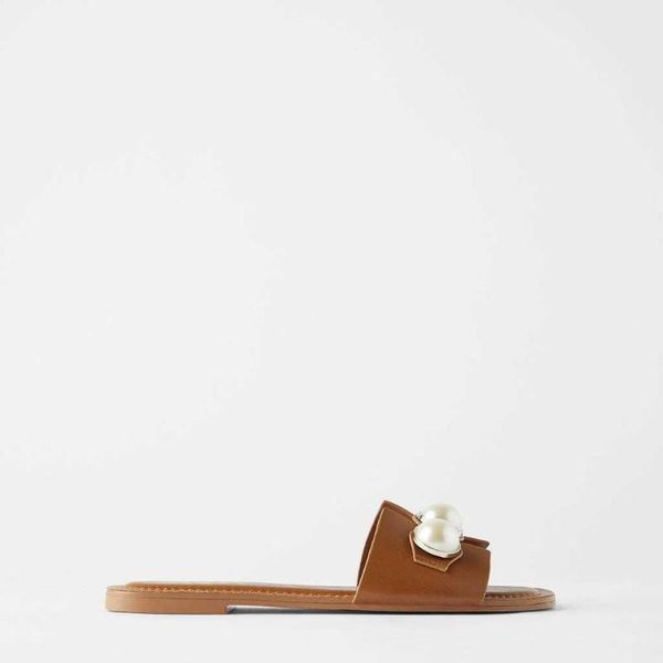 

sandals zar women's shoes leather pearl flat cow low heel, Black