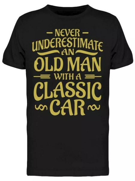 

old man classic car tee men's -image by shutterstock, White;black