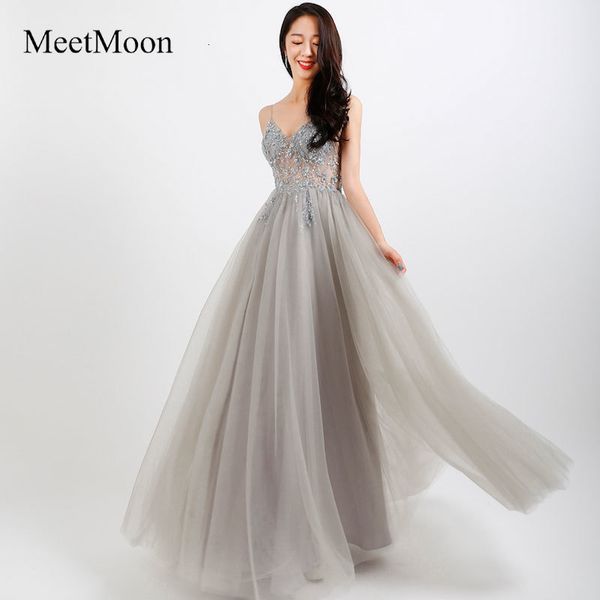 

party dresses meetmoon handmade illusion beaded bodice spaghetti straps a-line evening dress long formal gown with side split dtrb, White;black