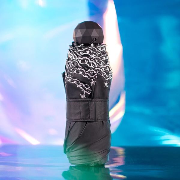 

umbrellas 5 fold ultra light uv protection folding umbrella ladies black coating windproof rain sun travel mini u6b