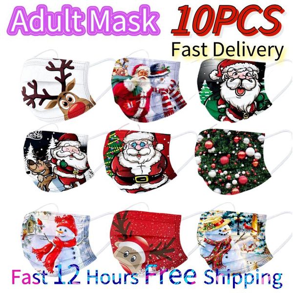 

other event & party supplies women man universal disposable high-quality christmas printed mask 10pc 3ply filters printd fasemask hall