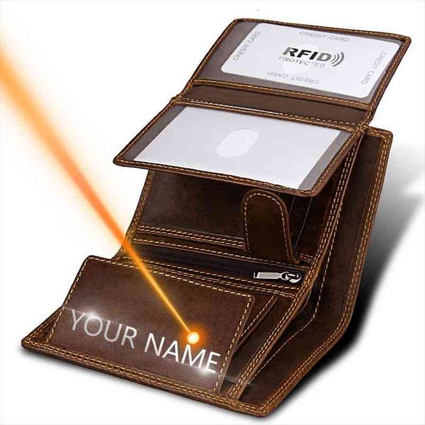 

engraving name men wallets 100% genuine leather coin purse pocket money bag for carteira, Red;black