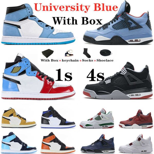 

university blue 1s mens basketball shoes jumpman 1 dark mocha chicago bred 4s fire red black cat womens trainers sports sneakers with box