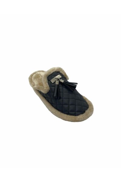 

slippers women smoked tufted shaggy home slipper, Black