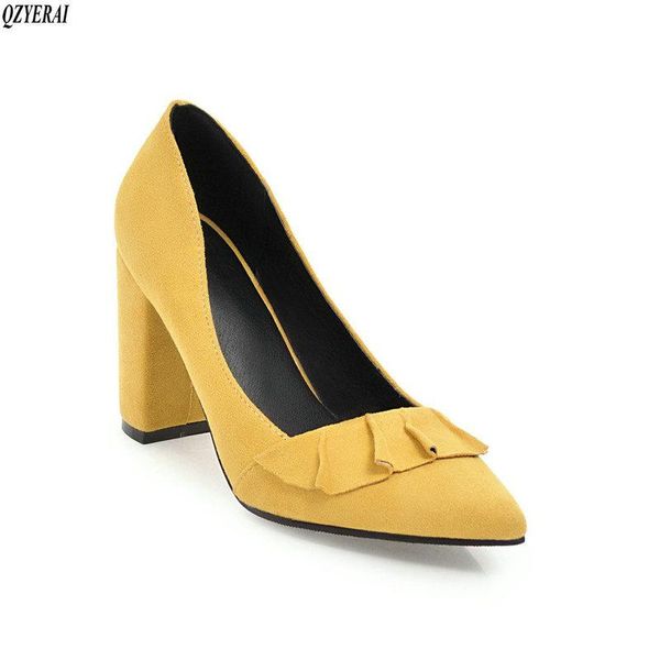 

dress shoes european spring style suede women's single high heels party plus-size 34-43, Black
