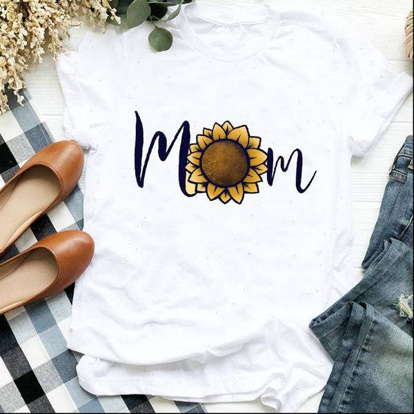 

floral flower mom cartoon 90s womens printing print tee clothes graphic, White