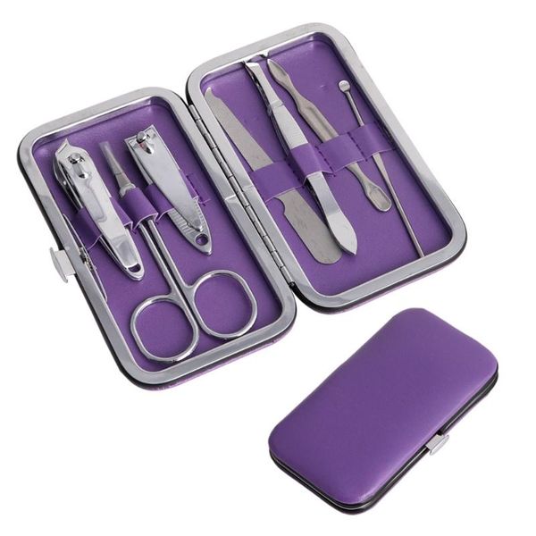 

nail art kits 7pcs manicure set care clippers scissors travel grooming case q84b