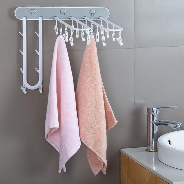 

hangers & racks folding drying rack wall mounted clothes indoor outdoor simple hanger detachable clips hook clothesline