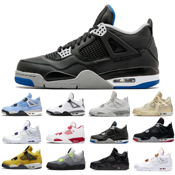 

new basketball shoes 4s man woman black cat court purple university red neon bred alternate motorsport orange metallic white cement pure mon