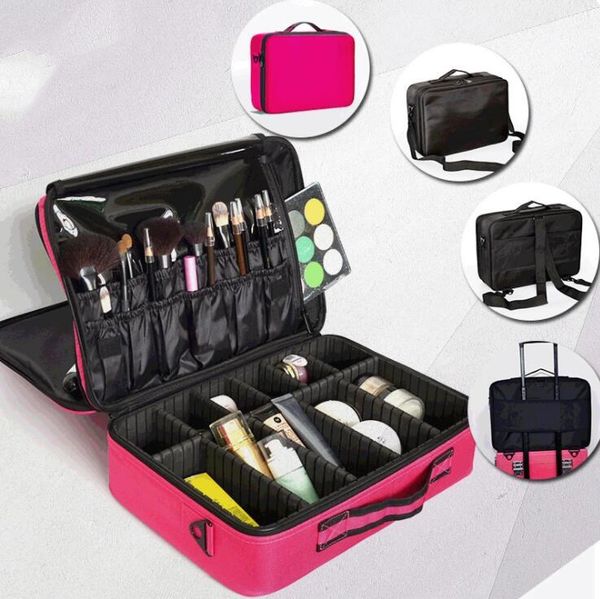 

travel makeup cosmetic case for women organizer portable artist storage bag adjustable dividers cosmetics brushes toiletry