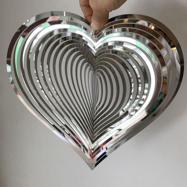 

decorative objects & figurines heart square drop shape stainless steel 3d rotating wind spinner chime metal decor home garden decoration out
