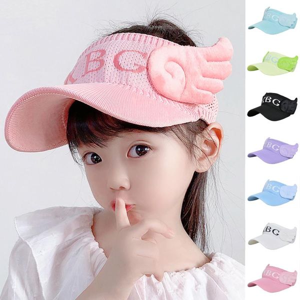 

caps & hats lovely kid empty sun visor hat cute cartoon summer pure colors folder decoration uv protection for boy and girl, Yellow