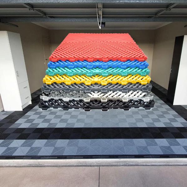 Teppiche, 40 x 40 x 1,8 cm, für Autowaschanlagen/Autosalons/Werkstätten, Bodenfliesen, ineinandergreifende Kunststoff-Garagen-Spleißgittermatten, 40 Stück