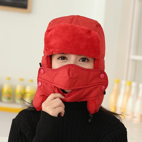 

berets woman plus velvet thicken bombers hats man adjustable warm caps female winter protection ear 55cm-59cm, Blue;gray