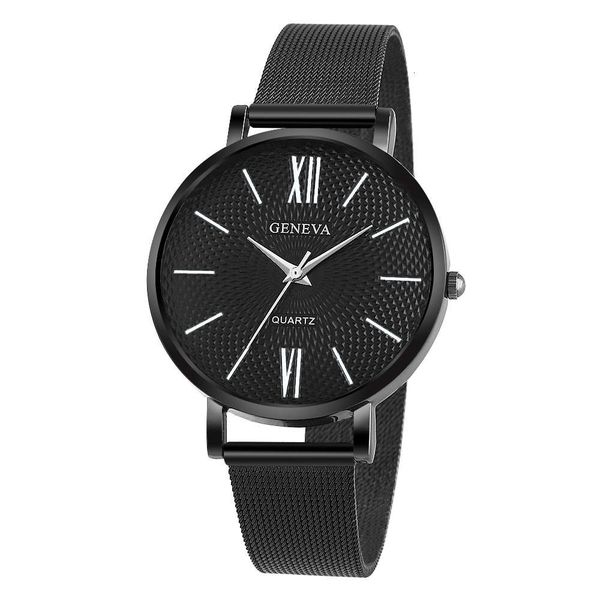 

watch geneva mesh band men's fashion simple steel, Slivery;brown