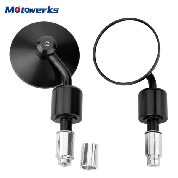 

motorcycle mirrors motowerks 22mm 7/8" retro rear view mirror round side handlebar end for cafe racer bobber rearview part