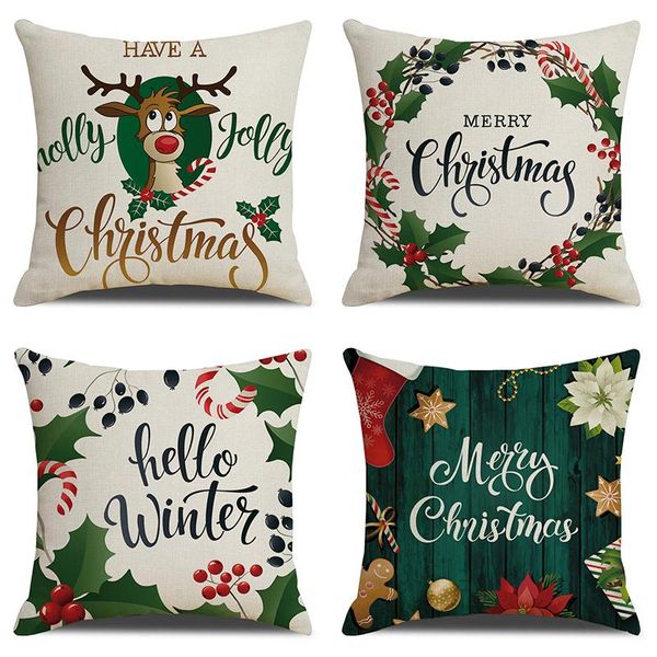 

pillow 2021 merry christmas pillowcase snowflake cushion cover floral pattern
