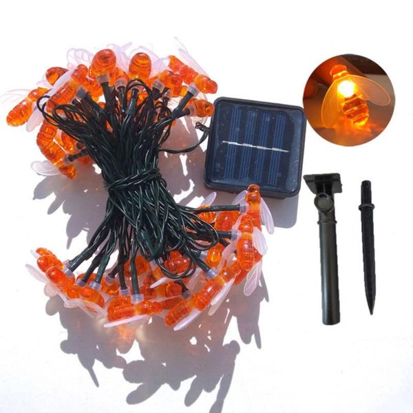 

strings bee decor lights string solar energy led waterproof lamps for festival party outdoor (warm white, 3.35m 10 lamps)