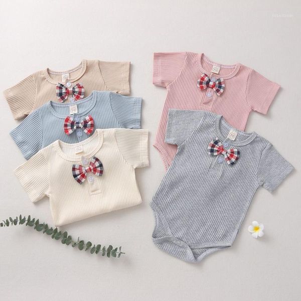 

born baby boys girls stylish short sleeve bow-tie bodysuit fashion summer one piece suit sunsuit for infant kid toddler 0-24m1, Blue