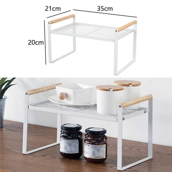 

kitchen storage & organization iron wooden deskorganizer spice stackable shelf cosmetic jars holder 35x21x20cm