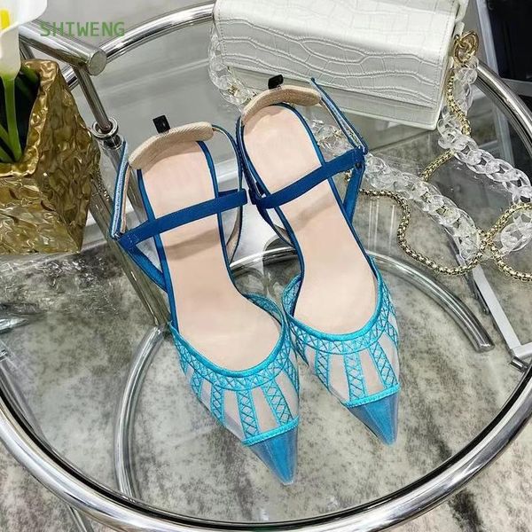

summer fashion women's shoes pointed toe stilettos heels elegant mesh pumps lady office party wedding dress, Black