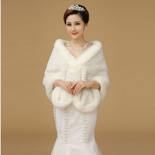 

wraps & jackets faux fur bridal shawl woman' shrug bride winter warm coat wedding party boleros jacket cloak, White