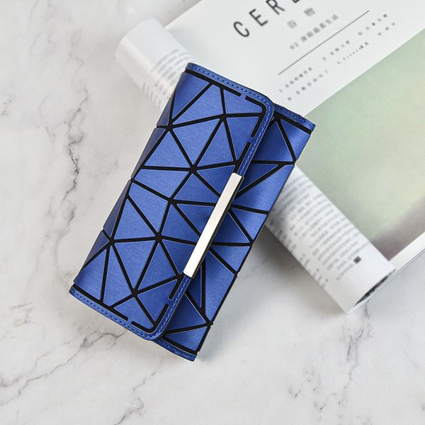 

sale matte medium long three fold geometric rhombic wallet pu, Red;black
