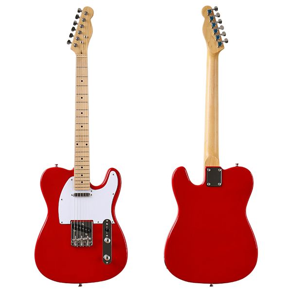 

full solid basswood body electric guitar 39 inch light yellow red & orange & white 6 string high gloss