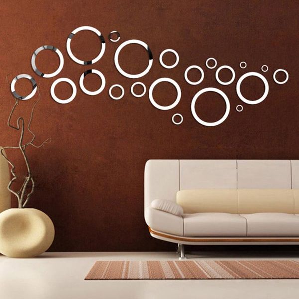 

wall stickers 24pcs/set acrylic mirror surface polka dots circle sticker home decor living room bedroom decoration poster round art mural