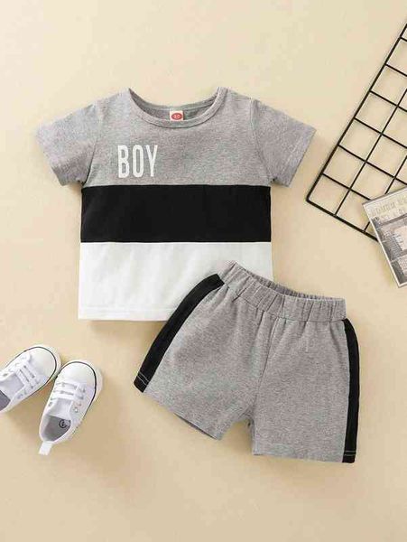 

baby boy cu and sew letter graphic tee & shorts she, White