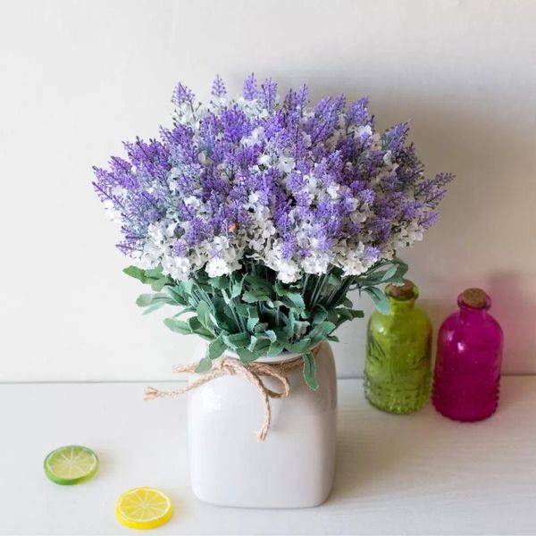 

decorative flowers & wreaths simulation of 10 pieces provence lavender plastic false bundle wedding set silk