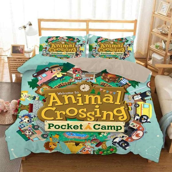 

bedding sets game animal crossing 3d printed cover set duvet cartoon giant comforter bed linen (no sheet)