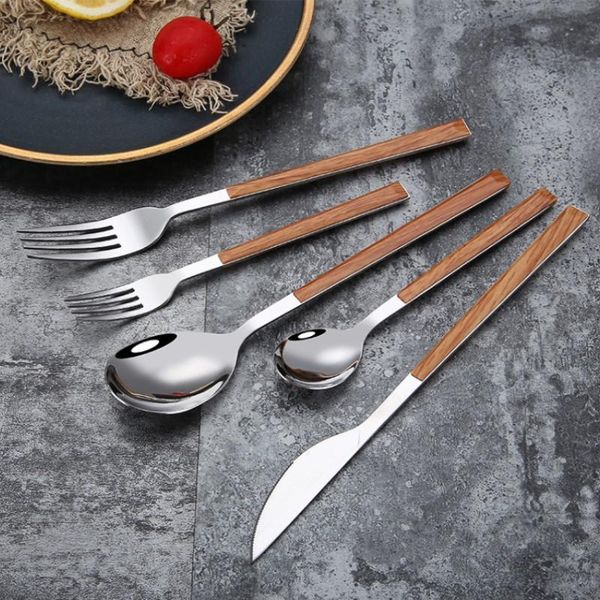 

kitchen tableware cutlery set silver stainless steel home & el dinnerware steak fork knife spoon western dinner dropship sets