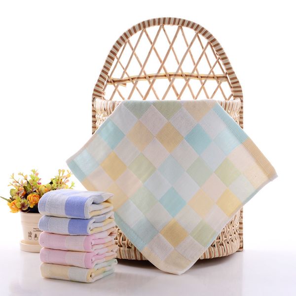 

gauze cotton children's double-layer cotton saliva handkerchief baby gift small square towel, Blue;white
