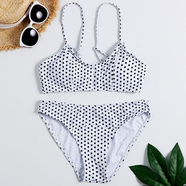 

blue bow polka dot bikini women swimwear female swimsuit two-piece set brazilian bather bathing suit swim women's, White;black