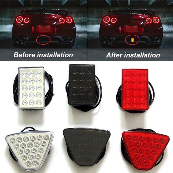 

emergency lights 12v f1 style drl red 20 led rear tail sfog triangular brake light safety lamp car motor ligth