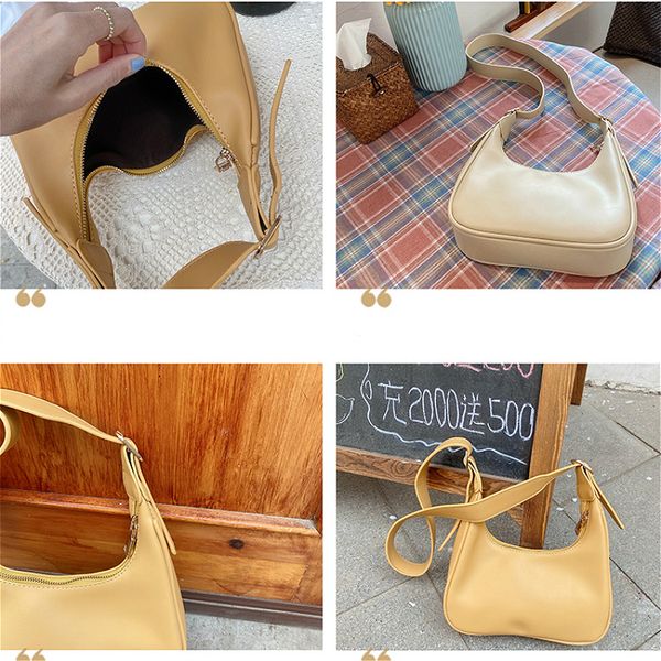 

retro pu leather womens underarm bag fashion design ladies half moon shoulder messenger bags female girls hobos purse handbags