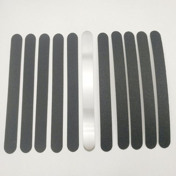 

double sided nail file calluses remover manicure art stainless steel handle sand paper with 10 pcs replacement paper1