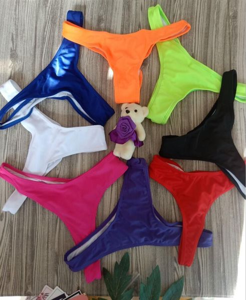 

factoryg1nx thong plus size 4xl clearance sale swimwear women bottoms solid color bikini brazilian swimming panties, White;black