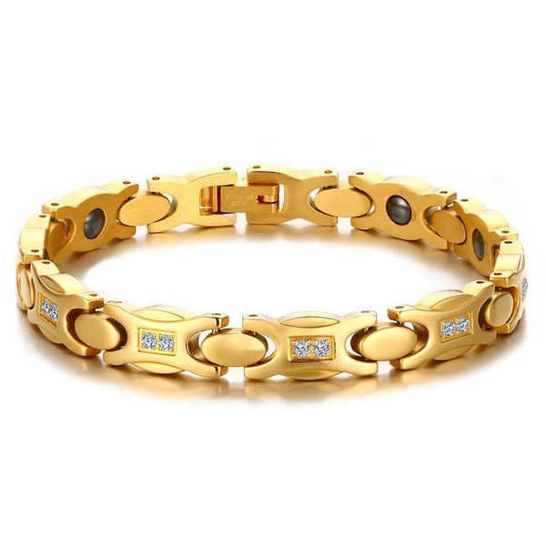 

bangles bracelet titanium steel plated 18k rose gold double diamond women's simple korean red zircon magnetic jewelry stainless, Black
