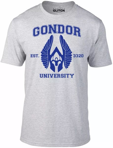 

gondor rings hobbit university men's t-shirt, White;black