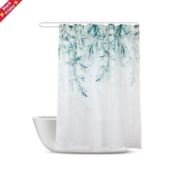 

white fabric farmhouse shower curtain green tropical leaf bathroom set with hooks modern pink floral bath curtains