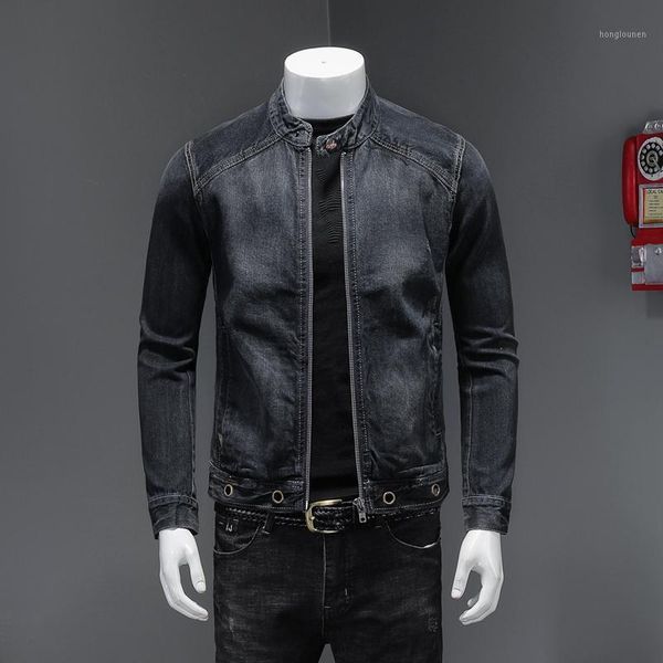 

men jacket denim fashion casual pilot coat streetwear 2021 classic zipper cotton clothes men's jackets, Black;brown