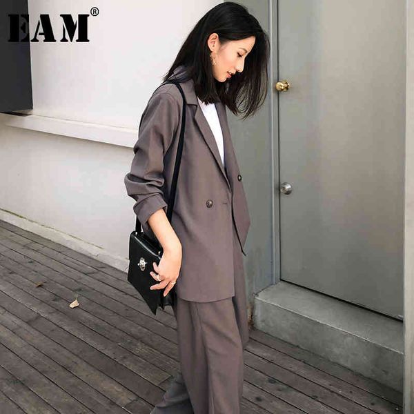 

two piece dress [eam] wide leg pants thin leisure suit lapel long sleeve loose fit women fashion tide spring autumn 1x567 oru8, White