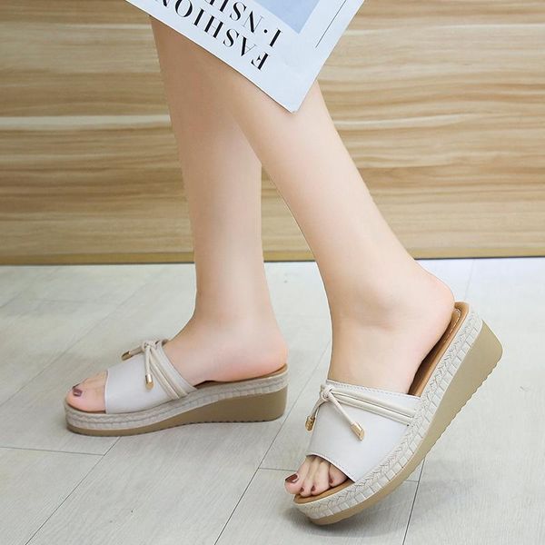 

slippers rimocy summer fashion wedge women casual beach outdoor platform sandals simple black non-slip high heels shoes woman