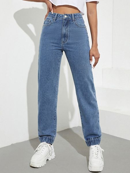 

studded detail slant pocket jogger jeans r49u#, Blue