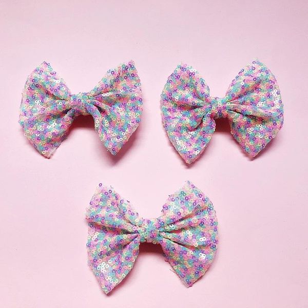 

15pcs fashion cute sequin mesh bowknot hair clips glitter gradient bow hairpins princess headwear boutique accessories, Slivery;white