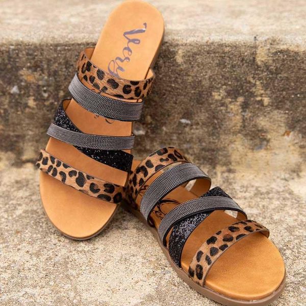 

slippers women's leopard flat woman indoor causal comfort plus size 35-43 ladies snakeskin soft pu leather female slides1, Black