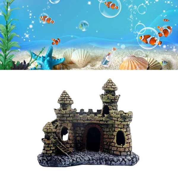 

decorations artificial house resin castle fish tank landscape